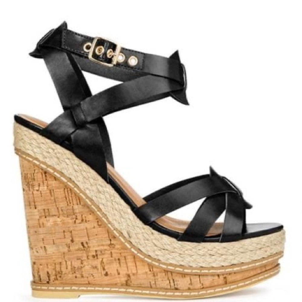 New! CUTE BLACK WEDGE with peep-toe Roseau JustFab